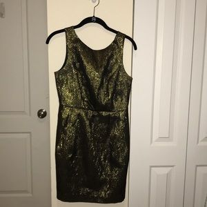 Sleeveless Gold and Black Cocktail Dress